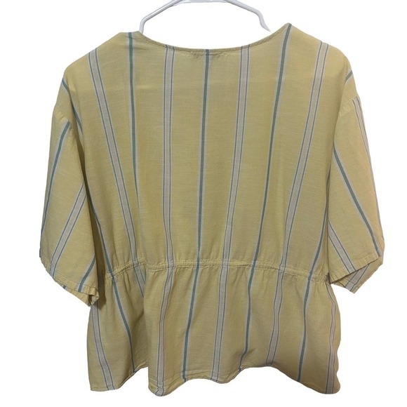 Madewell Boxy Drawstring Waist Striped Yellow Top - Picture 8 of 9